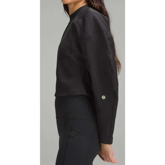 Lululemon Ribbed Luxtreme Wide Sleeve Pullover Black Crop Women's No Size Tag - Picture 5 of 15